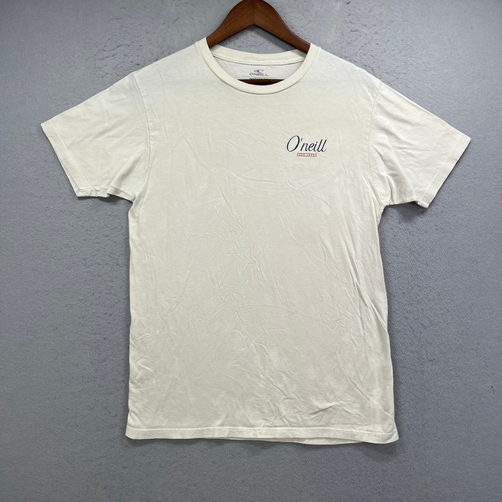 ONeill Graphic T Shirt Mens Medium Cream Modern Fit Surf Beach Casual Summer